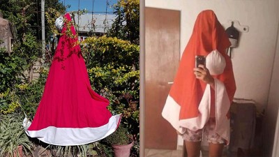 Robó el gorro de Papá Noel del municipio y publicó una selfie con él