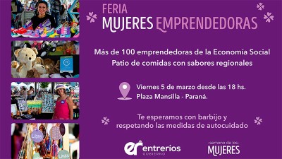 Este viernes se realizará una nueva edición de la Feria Mujeres Emprendedoras de la economía social
