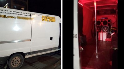 Festejan despedida de solteras en un furgón transformado en discoteca