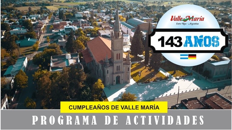 Valle María cumple 143 años , programa de actividades