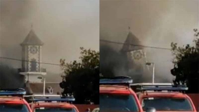 La lava del volcán de La Palma derrumba el campanario de una iglesia