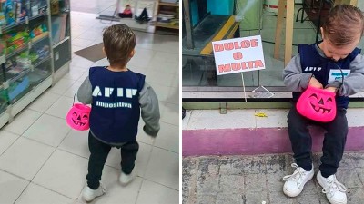 Dulce o multa: el original disfraz que lució un niño por Halloween
