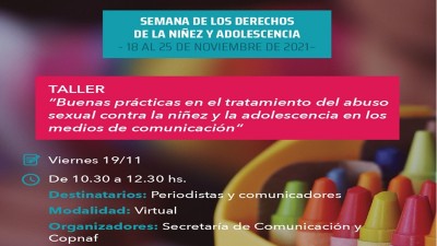 Realizarán un taller sobre trato responsable de noticias de abuso sexual en infancias y adolescencias
