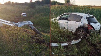 Se le atravesó una liebre, chocó y volcó cuando iba de Paraná a María Grande