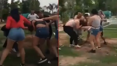 Video: cinco mujeres protagonizaron batalla campal a la salida de una fiesta