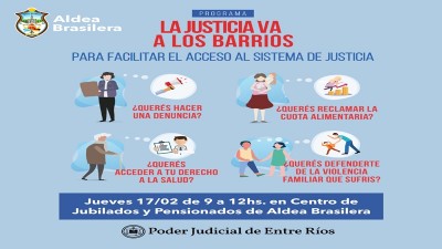 Programa La Justicia va a los Barrios visitará Aldea Brasilera