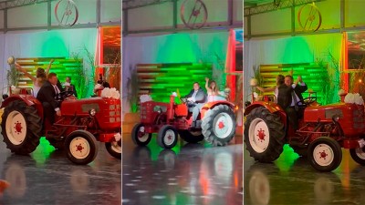 En tractor al altar: el casamiento campero que sorprendió a todos