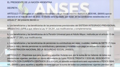 El Gobierno oficializó el bono a jubilados: el decreto y cronograma de pago