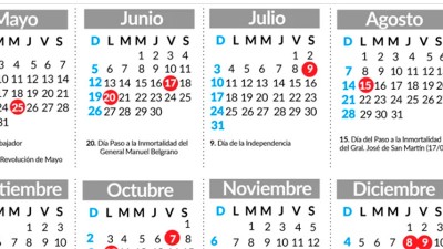 Los próximos feriados serán en junio: habrá un fin de semana extra largo