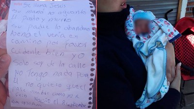 Abandonaron a bebé y dejaron una dramática nota: mujer lo rescató y amamantó