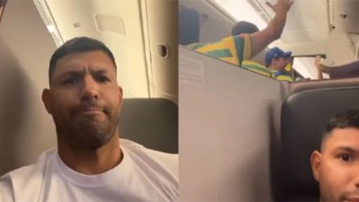 Video: el viaje del Kun Agüero a Qatar, rodeado de hinchas brasileños