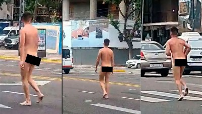 Corrió desnudo por Buenos Aires, causó un caos de tránsito y quedó detenido