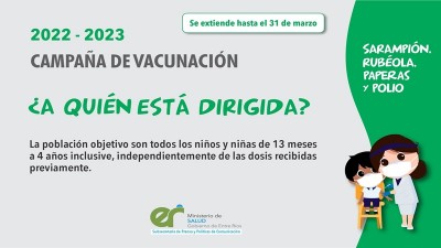 Continúa la Campaña Nacional de Vacunación contra Sarampión, Rubéola, Paperas y Poliomielitis