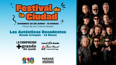 Paraná 210 años: cierre con Los Decadentes y una gran choripaneada
