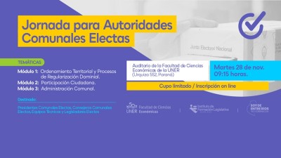 Está abierta la inscripción para la Jornada para autoridades comunales electas