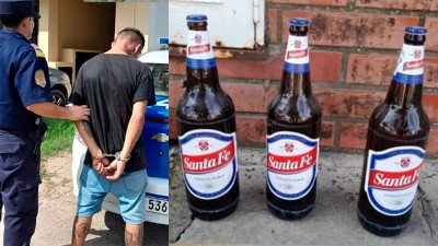 Se estaba robando cervezas de una casa y dijo que eran de su tía