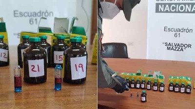 Intentaban ingresar al país con 24 frascos de Ketamina en una caja