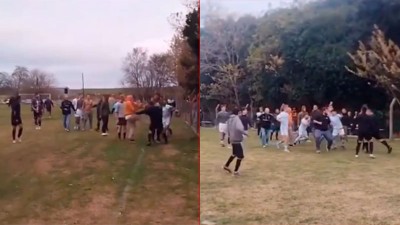 Video: un árbitro sufrió golpiza por parte de hinchas de un club entrerriano