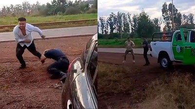 Se negaron a bajar la música y golpearon a policías con rebenques