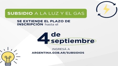 Se extendió el plazo de inscripción para solicitar el subsidio de luz y gas