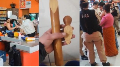 Quiso robar en un supermercado y cajera la agarró de los pelos y golpeó con un palo: video