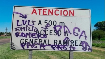 Advierten por daños en la cartelería de la Ruta 12 entre Galarza y Crespo