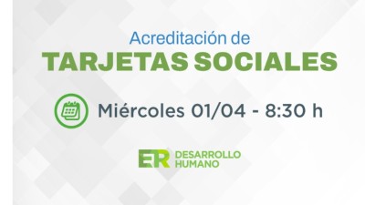 Este miércoles se acreditarán los fondos de las tarjetas sociales