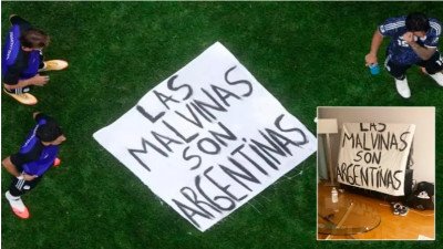 Revelaron el origen de la bandera de Malvinas que exhibió la Selección tras vencer a Inglaterra